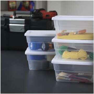 STERILITE 6-Quart Clear Storage Bins - Shoe Box Set of 4