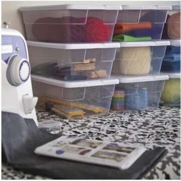 STERILITE 6-Quart Clear Storage Bins - Shoe Box Set of 4