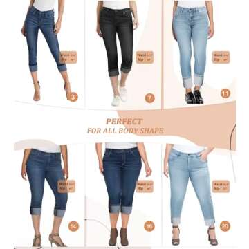 Hybrid & Company Women's Perfectly Shaping Stretchy Deep Cuff Denim Jeans
