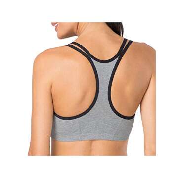 Fruit of The Loom Women's Spaghetti Strap Cotton Sports Bra 3 Pack - Grey/Navy/Black