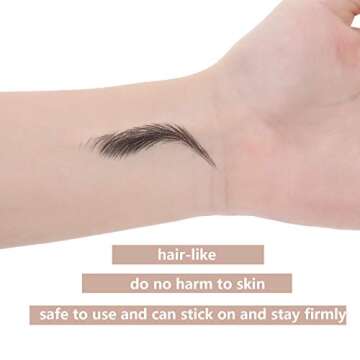 Blulu 6 Sheets 4D Hair-Like Waterproof Eyebrow Tattoos Stickers Eyebrow Transfers Temporary Brow Tattoo Peel Off Grooming Shaping Sticker in Arch Style, 66 Pairs Black(Lovely Styles)