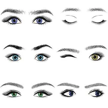 Blulu 6 Sheets 4D Hair-Like Waterproof Eyebrow Tattoos Stickers Eyebrow Transfers Temporary Brow Tattoo Peel Off Grooming Shaping Sticker in Arch Style, 66 Pairs Black(Lovely Styles)