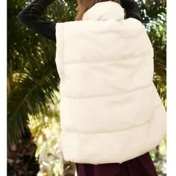 Ainangua Women's Puffer Vest Stand Collar Zipper Sleeveless Jackets Winter Lightweight Vests Warm Padded Jacket Coat(Beige,M)