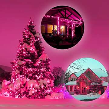 Pink Christmas Valentine's String Lights 100 Mini Incandescent Fairy Light Decor 20.6 Ft White Wire Indoor & Outdoor Party Patio Bedroom Wedding Birthday Xmas Tree Garland Easter Holiday Decoration