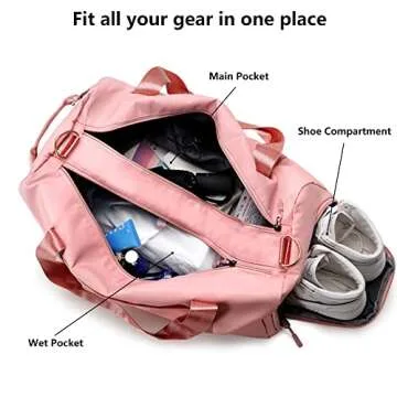 MABROUC Duffle Bag For Women, Sports Duffel Bag for Gym with Wet Pocket & Shoe Compartment, Overnigh...