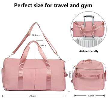 MABROUC Duffle Bag For Women, Sports Duffel Bag for Gym with Wet Pocket & Shoe Compartment, Overnight Weekender Travel Bag(Pink)
