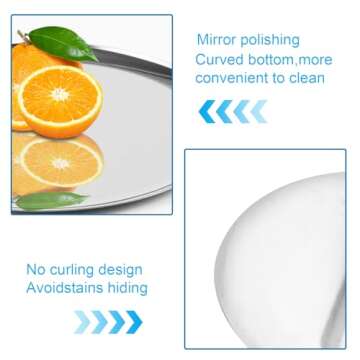 Beatcreat Large Round Stainless Steel Tray,Round Silver Trays,Serving Tray, Decorative Tray,Jewelry ...