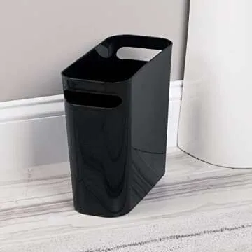 mDesign Plastic Small Trash Can, 1.5 Gallon/5.7-Liter Wastebasket, Narrow Garbage Bin with Handles f...
