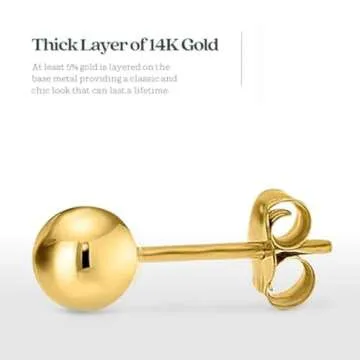 Kezef 14K Gold Stud Earrings for Women Hypoallergenic