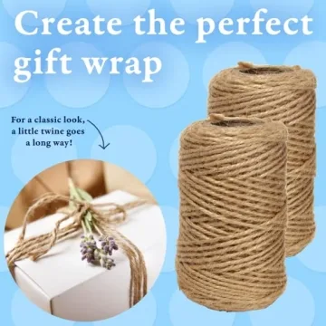 BeCraftee Jute Twine 2mm Thick - 656 Feet Long for Crafts