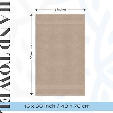 White Classic Luxury Hand Towels for Bathroom-Hotel-Spa-Kitchen-Set - Circlet Egyptian Cotton - 16x30 Inches - Set of 6 (Taupe)