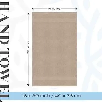 White Classic Luxury Hand Towels for Bathroom-Hotel-Spa-Kitchen-Set - Circlet Egyptian Cotton - 16x30 Inches - Set of 6 (Taupe)