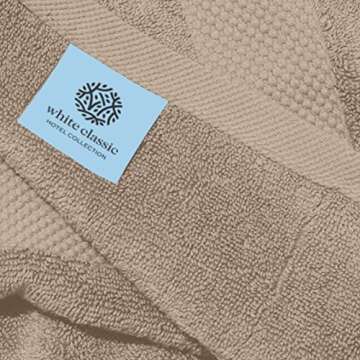 White Classic Luxury Hand Towels for Bathroom-Hotel-Spa-Kitchen-Set - Circlet Egyptian Cotton - 16x30 Inches - Set of 6 (Taupe)