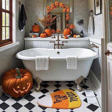 TRUEDAYS Halloween Candy Corn Bath Rug Non-Slip & Cute