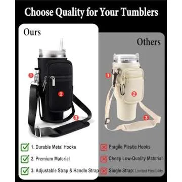 Carrier Bag with Phone Pocket & 2 Strap for Stanley 40 oz Tumbler with Handle & Fits Simple Modern 40oz - Water Bottle Accessories Sling Sleeve Holder for Stanley Cup with Shoulder & Hand Strap