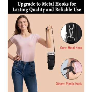 Carrier Bag with Phone Pocket & 2 Strap for Stanley 40 oz Tumbler with Handle & Fits Simple Modern 40oz - Water Bottle Accessories Sling Sleeve Holder for Stanley Cup with Shoulder & Hand Strap