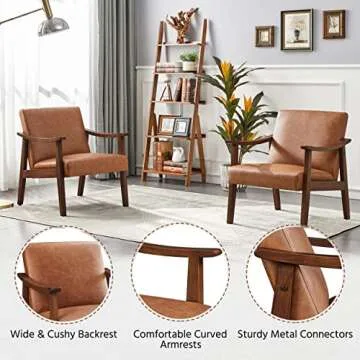 Yaheetech Mid-Century Modern Accent Chair Set of 2