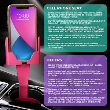Cell Phone Cup Holder Car Mount, Cup Phone Holders for Your Car, Cell Phone Cup Holder, Car Phone Cup Holder Mount, iPhone, Samsung, Google, Smartphones, Cell Phone, Car Accessories (Barbie Pink)