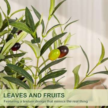 VIVATREES Olive Trees Artificial Indoor, 7FT Tall Faux Olive Tree with White Tall Planter, Artificial Plants with Natural Wood Trunk and Lifelike Fruits for Home Office Decor