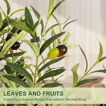 VIVATREES Olive Trees Artificial Indoor, 7FT Tall Faux Olive Tree with White Tall Planter, Artificial Plants with Natural Wood Trunk and Lifelike Fruits for Home Office Decor