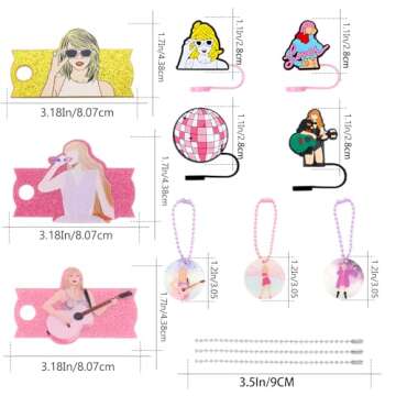 10 Pcs Stanley Cup Accessories Set, 4 Pcs Stanley Straw Covers(9-12mm)+3 Pcs Stanley Name Plate Lids...