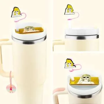 10 Pcs Stanley Cup Accessories Set, 4 Pcs Stanley Straw Covers(9-12mm)+3 Pcs Stanley Name Plate Lids for 40 oz +3 Pcs Stanley Charms for Handle Stanley Popular Singer Tumbler Decorations (Singer)