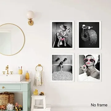 Beekusa Glam Bathroom Wall Art Set of 4 Prints