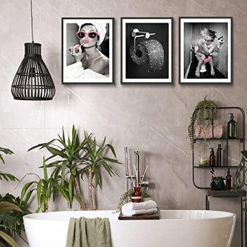 Beekusa Glam Bathroom Wall Art Set of 4 Prints