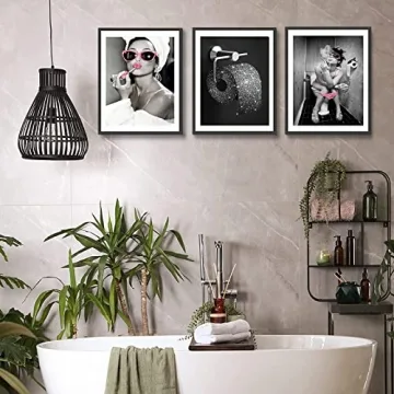 Beekusa Glam Bathroom Wall Art Set of 4 Prints