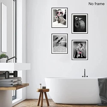 Beekusa Glam Bathroom Wall Art Set of 4 Prints