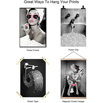 Beekusa Glam Bathroom Wall Art Set of 4 Prints