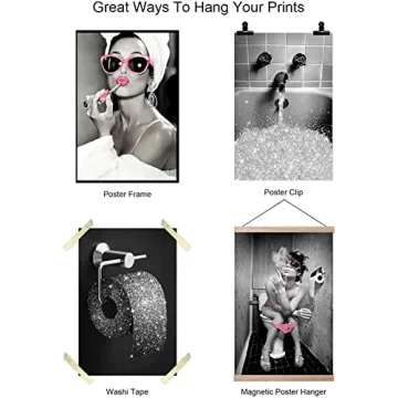 Beekusa Glam Bathroom Wall Art Set of 4 Prints
