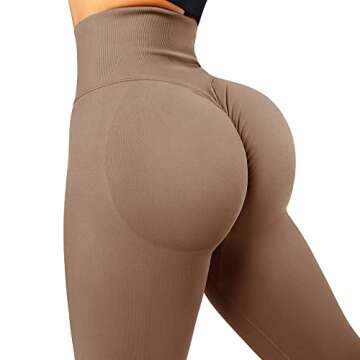 DOULAFASS Women Cross Waist Scrunch Butt Seamless Leggings Crossover Workout Yoga Pants (86_Coffee, Small)
