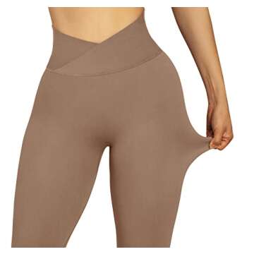 DOULAFASS Women Cross Waist Scrunch Butt Seamless Leggings Crossover Workout Yoga Pants (86_Coffee, Small)