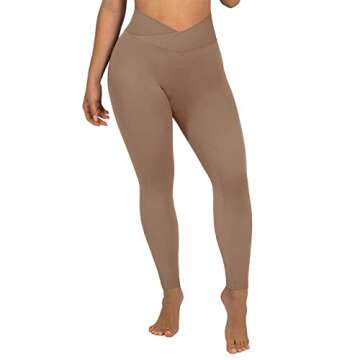 DOULAFASS Women Cross Waist Scrunch Butt Seamless Leggings Crossover Workout Yoga Pants (86_Coffee, Small)