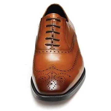 FRASOICUS Men’s Dress Shoes with Genuine Leather in Classic Brogue Elastic Band Oxford Formal (Brown, Adult, Men, 11.5, Numeric, US Footwear Size System, Medium)
