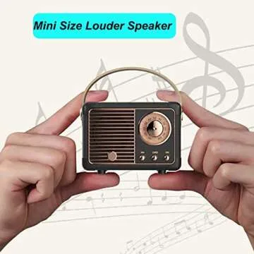 Dosmix Retro Bluetooth Speaker, Vintage Decor, Small Wireless Bluetooth Speaker, Cute Old Fashion Style for Kitchen Desk Bedroom Office Outdoor Accessories for Android/iOS Devices (Black)