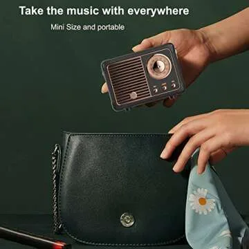 Dosmix Retro Bluetooth Speaker, Vintage Decor, Small Wireless Bluetooth Speaker, Cute Old Fashion Style for Kitchen Desk Bedroom Office Outdoor Accessories for Android/iOS Devices (Black)