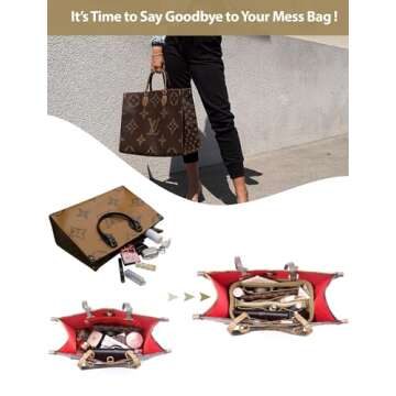 OMYSTYLE Purse Organizer Insert, Felt Tote Bag Organizer Insert with 5 Sizes, Handbag Dividers for Inside Purse, Compatible with Longchamp, Neverful, Speedy and More