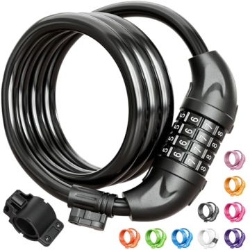 Titanker Bike Lock - 4 Feet Flexible Security Cable with Color Choices and Resettable Combination