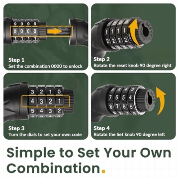 Titanker Bike Lock - Durable 4 Feet Cable with Resettable Lock