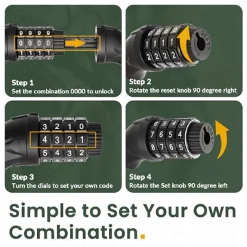 Titanker Bike Lock - Durable 4 Feet Cable with Resettable Lock