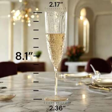 Oojami Gold Glitter Plastic Champagne Glasses 24 Pack