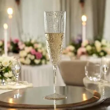 Oojami Gold Glitter Plastic Champagne Glasses 24 Pack