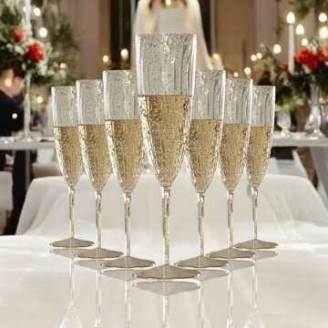 Oojami Gold Glitter Plastic Champagne Glasses 24 Pack