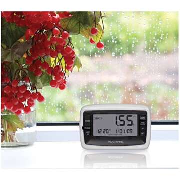 AcuRite Wireless Digital Rain Gauge with Self-Emptying Collector with Rainfall History, Alerts, and ...