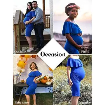 Jezero Women's Off Shoulder Maternity Dress for Baby Shower