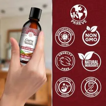 GuruNanda Ashwagandha Oil Pulling with Neem, & Pure Essential Oils Travel Size (3 Fl Oz) - Ayurveda-Inspired Formula for Daily Oral Care - Alcohol & Fluoride Free