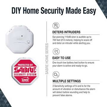 SABRE 120 dB Wedge Door Stop Security Alarm, Extremely Loud Wireless Alarm Siren Audible Up to 1,500 Ft., Non-Skid Pad, Compact Alarm Great for Home, Travel, Apartment or Dorm