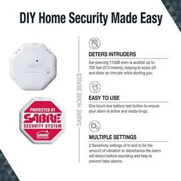 SABRE 120 dB Wedge Door Stop Security Alarm, Extremely Loud Wireless Alarm Siren Audible Up to 1,500 Ft., Non-Skid Pad, Compact Alarm Great for Home, Travel, Apartment or Dorm